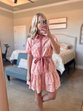 Load image into Gallery viewer, Pink Floral Belted Dress