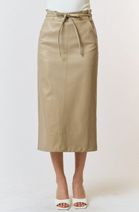 Cream Leather Skirt