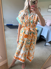 Load image into Gallery viewer, Orange Floral Tie Midi