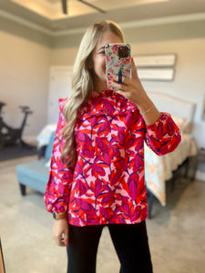 Pink Abstract Floral Top