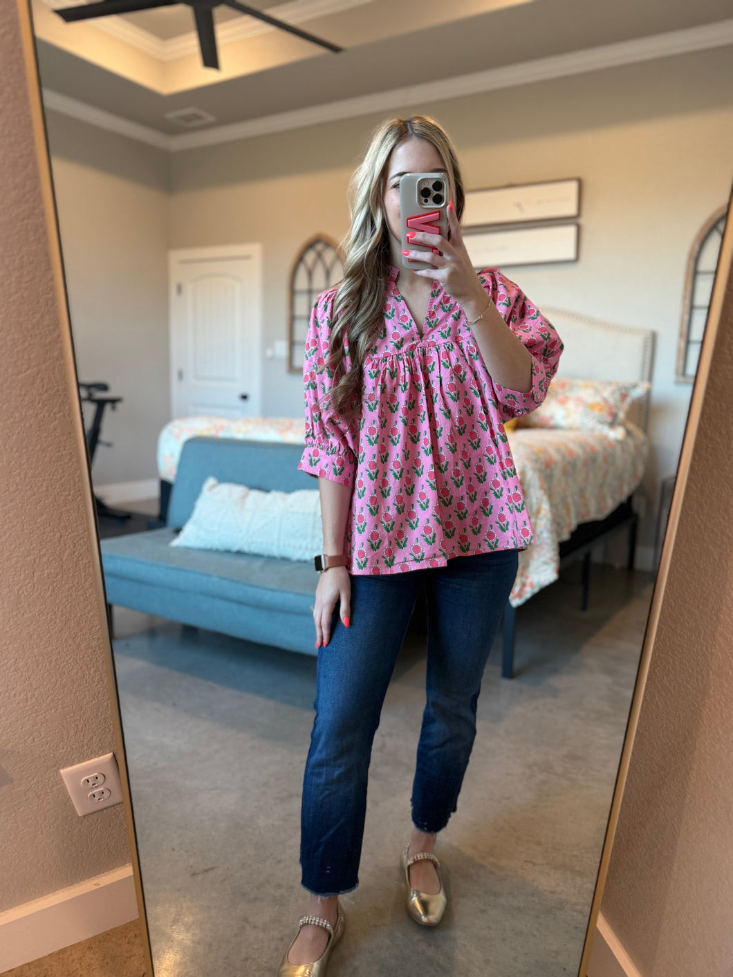 Bright Pink Floral Top