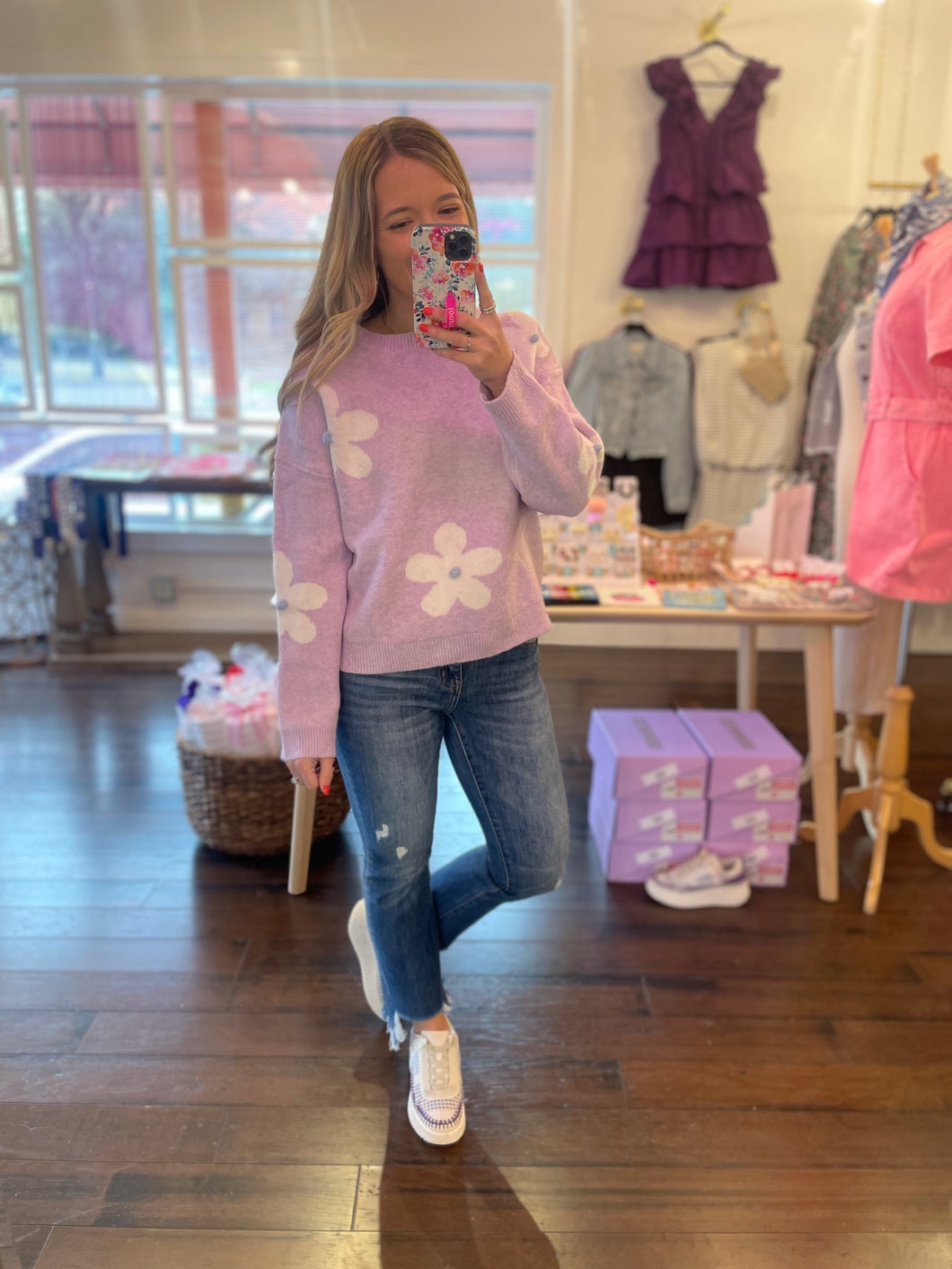 Lavender Daisy Sweater