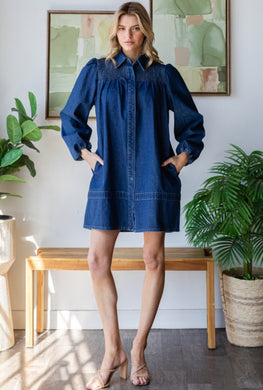 Smocked Denim Dress
