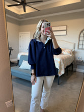 Load image into Gallery viewer, Navy Striped Collar Top