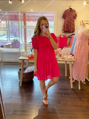 Hot Pink Asymmetrical Dress