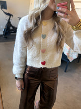 Load image into Gallery viewer, Fuzzy Cardigan with Heart Button
