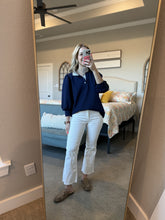 Load image into Gallery viewer, Navy Striped Collar Top