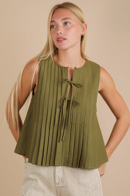 Olive Green Pleated Top
