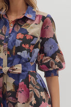Load image into Gallery viewer, Deep Florals Belted Dress