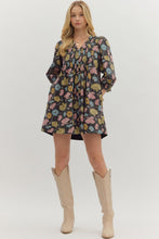 Load image into Gallery viewer, Black Florals Dress