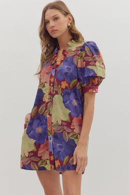 Burgundy Florals Dress