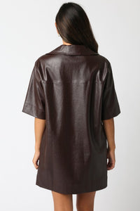 Pocket Leather Shift Dress