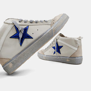 Blue and Silver Mid Star Sneakers