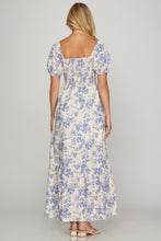 Load image into Gallery viewer, Blue Floral Smocked Maxi