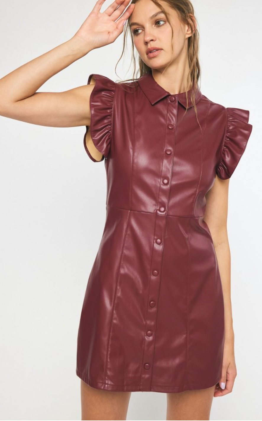 Ruby Leather Button Up Dress