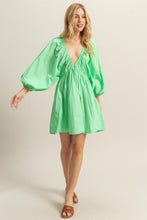 Load image into Gallery viewer, Bright Green Gathered Dress