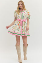 Load image into Gallery viewer, Cream and Florals Tie Dress