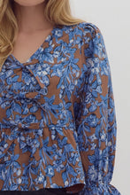 Load image into Gallery viewer, Blue Floral Bow Top