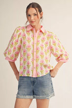 Load image into Gallery viewer, Pinks and Orange Floral Top