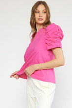 Load image into Gallery viewer, Hot Pink Scrunch Sleeve Top