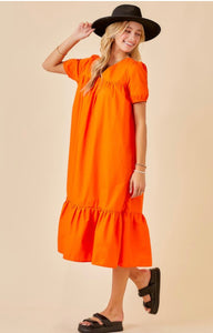 Bright Orange Midi Dress