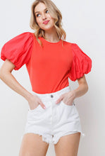 Load image into Gallery viewer, Coral Puff Sleeve Bodysuit