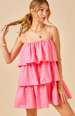Pink Ruffle Tiered Dress