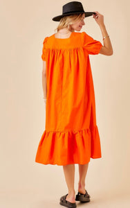 Bright Orange Midi Dress