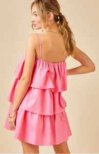 Pink Ruffle Tiered Dress