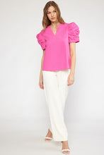 Load image into Gallery viewer, Hot Pink Scrunch Sleeve Top
