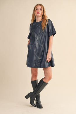 Indigo Leather Dress