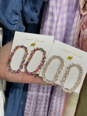 Jeweled Oval Earrings
