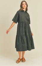 Load image into Gallery viewer, Black Button Up Midi