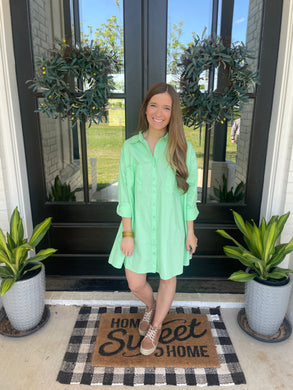 Mint Longsleeve Oversized Shirt Dress