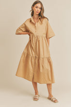Load image into Gallery viewer, Tan Button Up Midi