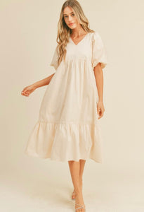Cream Puff Sleeve Midi