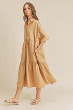 Load image into Gallery viewer, Tan Button Up Midi