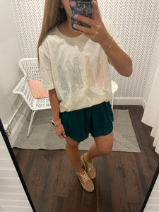 Forest Green Smocked Shorts