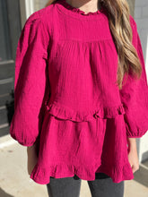 Load image into Gallery viewer, Maroon Long Sleeve Ruffle Top