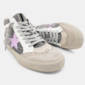 Grey and Purple Mid Star Sneakers