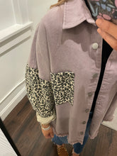 Load image into Gallery viewer, Purple &amp; Leopard Denim Jacket