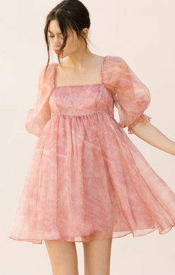 Marbled Pink Babydoll Dress