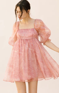 Marbled Pink Babydoll Dress