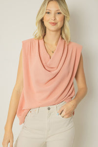 Salmon Cowl Neck Top