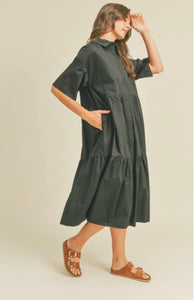 Black Button Up Midi