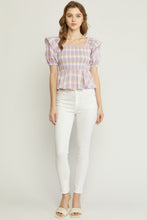 Load image into Gallery viewer, Lavender Ruffle Smocked Top