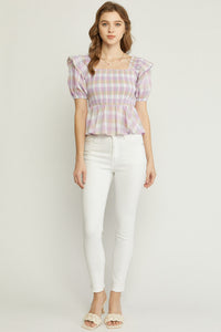 Lavender Ruffle Smocked Top