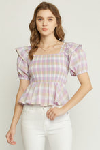 Load image into Gallery viewer, Lavender Ruffle Smocked Top